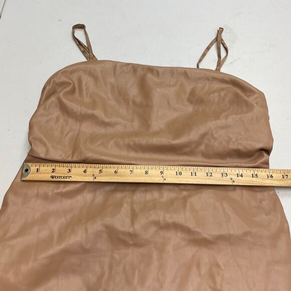 Lulu's Caramel Bodycon Faux Leather Mini Dress Size XL - Picture 15 of 16